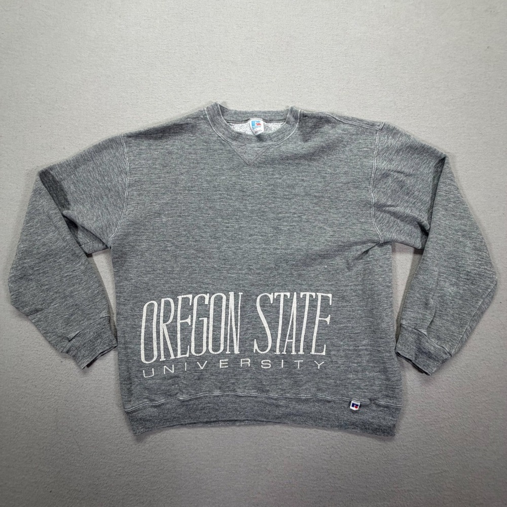 Russell Athletic Sweatshirt Unisex L Good Gray Oregon State University Vintage